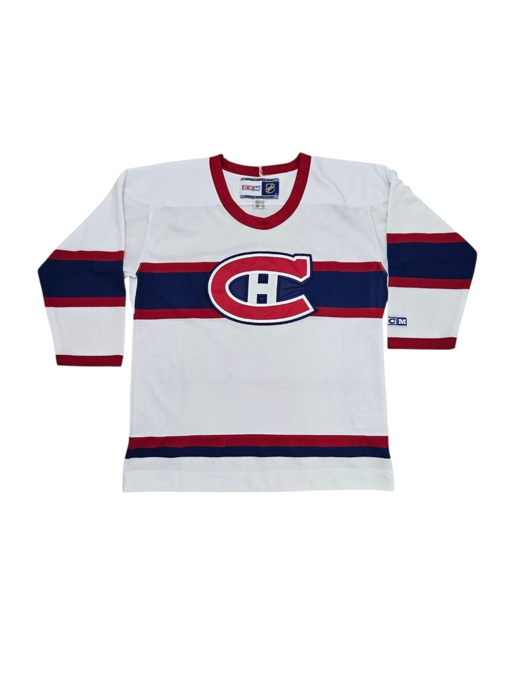 CCM Montreal Canadiens NHL Hockey Jersey Youth L XL White Vintage